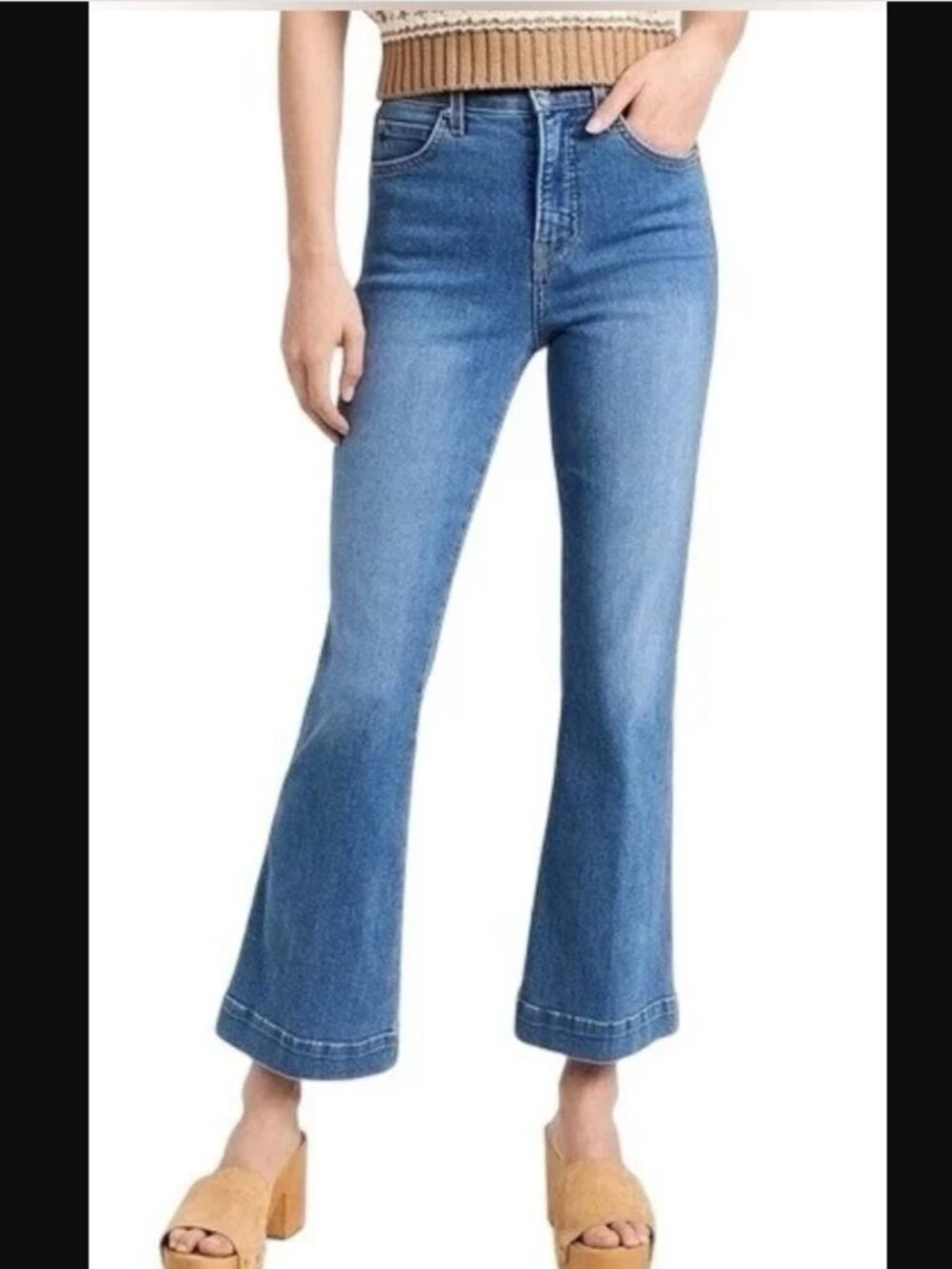Veronica Beard Carson Ankle Flare Jeans High Rise Blue Denim Tide Down Wash 27
